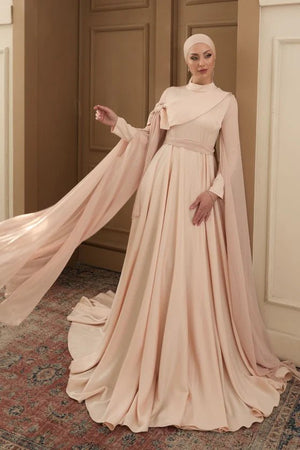 Melisa Taşlı Tesettür Abiye - FioraofDress - tesettur - abiye - 36 - Pudra - hijab - evening - dress