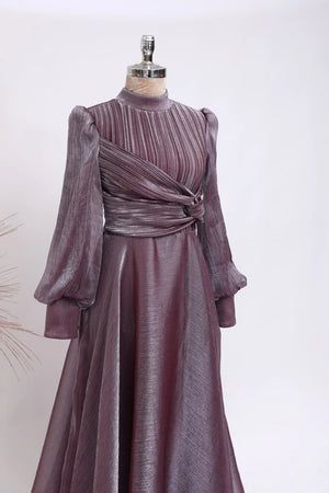 Naz Abiye - FioraofDress - tesettur - abiye - 38 - Mürdüm - hijab - evening - dress