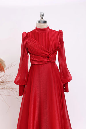 Naz Abiye - FioraofDress - tesettur - abiye - 38 - Kırmızı - hijab - evening - dress