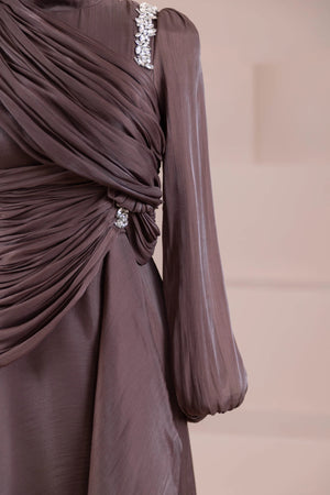 Nedya Tesettür Abiye - FioraofDress - tesettur - abiye - Mocha - 38 - hijab - evening - dress