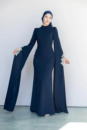 Queen Teseetür Abiye - FioraofDress - tesettur - abiye - 36 - LACİVERT - hijab - evening - dress