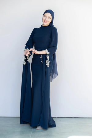 Queen Teseetür Abiye - FioraofDress - tesettur - abiye - 36 - LACİVERT - hijab - evening - dress