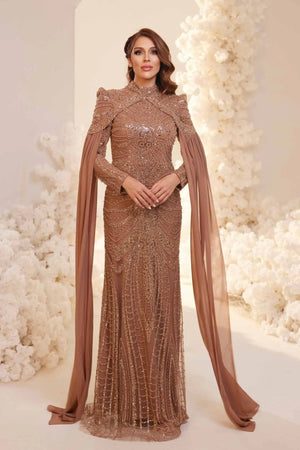 Sabrina Tesettür Abiye - FioraofDress - tesettur - abiye - rose - 38 - hijab - evening - dress