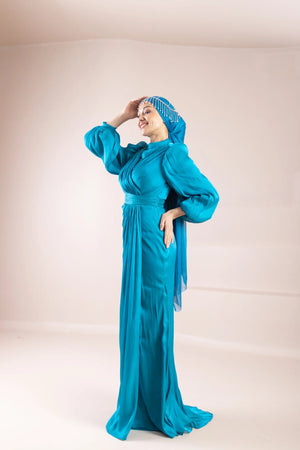 Safir Tesettür Abiye - FioraofDress - tesettur - abiye - PETROL - 38 - hijab - evening - dress