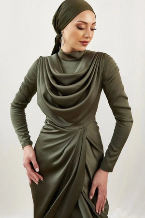 Sanem Haki Tesettür Abiye - FioraofDress - tesettur - abiye - 44 - haki - hijab - evening - dress