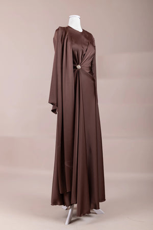 Satenya Tesettür Abiye - FioraofDress - tesettur - abiye - Kahve - 38 - hijab - evening - dress