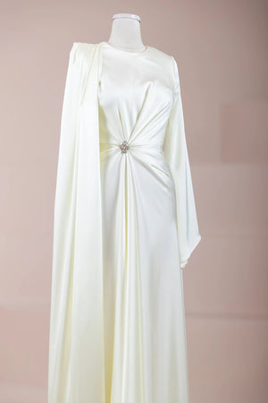 Satenya Tesettür Abiye - FioraofDress - tesettur - abiye - Ekru - 38 - hijab - evening - dress