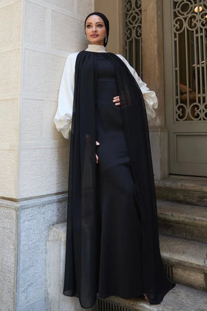 Şehrazat Tesettür Abiye - FioraofDress - tesettur - abiye - Siyah Beyaz - 36 - hijab - evening - dress
