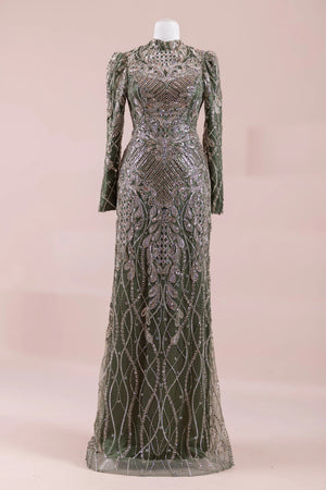 Sena Tesettür Abiye - FioraofDress - tesettur - abiye - haki - 38 - hijab - evening - dress