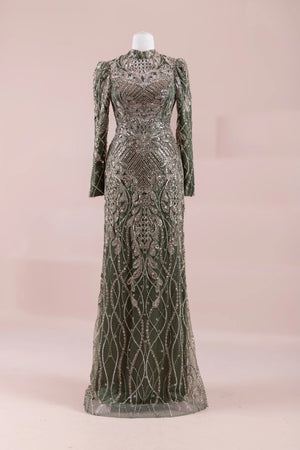 Sena Tesettür Abiye - FioraofDress - tesettur - abiye - haki - 38 - hijab - evening - dress