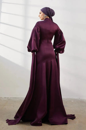 Serenay Taşlı Tesettür Abiye - FioraofDress - tesettur - abiye - 42 - Mürdüm - hijab - evening - dress