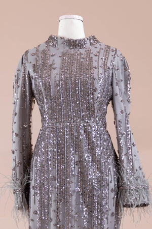 Sien Tesettür Abiye - FioraofDress - tesettur - abiye - GRİ - 38 - hijab - evening - dress