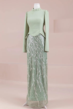 Simera Tesettür Abiye - FioraofDress - tesettur - abiye - Yağ Yeşili - 38 - hijab - evening - dress