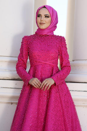 Sirius Tesettür Abiye - FioraofDress - tesettur - abiye - 48 - FUŞYA - hijab - evening - dress