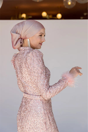 Star Kalem Tesettür Abiye - FioraofDress - tesettur - abiye - 38 - Pudra - hijab - evening - dress