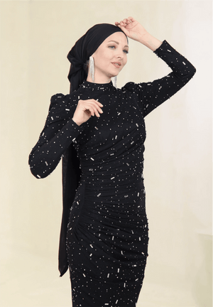 Stone Tesettür Abiye - FioraofDress - tesettur - abiye - 44 - Siyahh - hijab - evening - dress