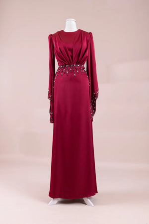 Sue Tesettür Abiye - FioraofDress - tesettur - abiye - BORDO - 38 - hijab - evening - dress