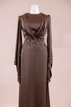 Sue Tesettür Abiye - FioraofDress - tesettur - abiye - Mocha - 38 - hijab - evening - dress