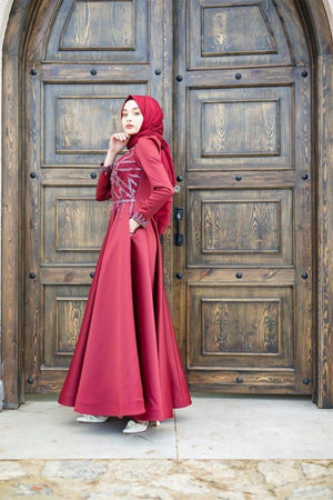 Suyolu işlemeli Tesettür Abiye - FioraofDress - tesettur - abiye - 40 - hijab - evening - dress