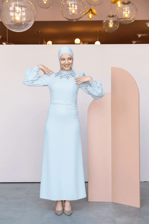 Taçmahal Tesettür Abiye - FioraofDress - tesettur - abiye - 46 - Mavii - hijab - evening - dress