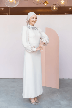 Taçmahal Tesettür Abiye - FioraofDress - tesettur - abiye - 46 - BEJ - hijab - evening - dress