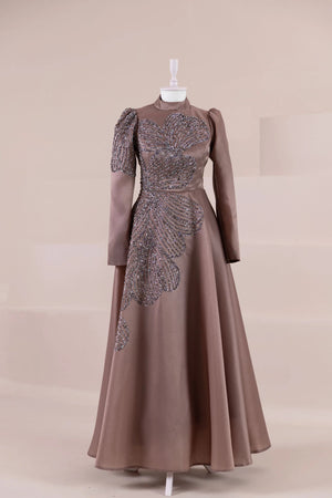 Talia Tesettür Abiye - FioraofDress - tesettur - abiye - Mocha - 38 - hijab - evening - dress