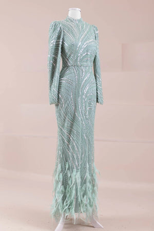 Tira Tesettür Abiye - FioraofDress - tesettur - abiye - mint - 38 - hijab - evening - dress