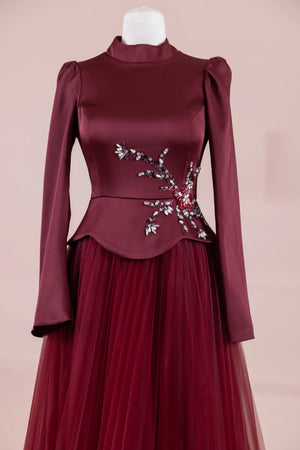 Tuéra Tesettür Abiye - FioraofDress - tesettur - abiye - BORDO - 36 - hijab - evening - dress