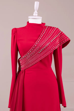 Valen Tesettür Abiye - FioraofDress - tesettur - abiye - Kırmızı - 38 - hijab - evening - dress