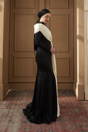 Vesna Tesettür Abiye - FioraofDress - tesettur - abiye - 36 - Siyah Beyaz - hijab - evening - dress