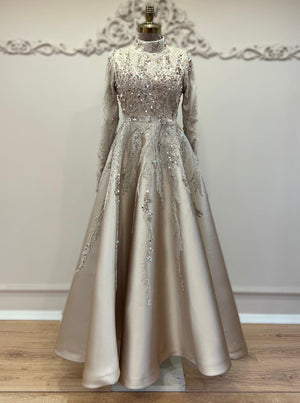 Victoria Tesettür Abiye Gold - FioraofDress - tesettur - abiye - 48 - GOLD - hijab - evening - dress