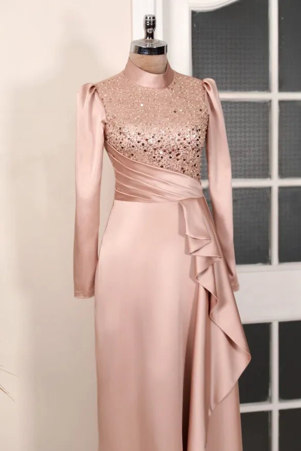 Adriana Tesettür Abiye - FioraofDress - tesettur - abiye - Pudra - 36 - hijab - evening - dress