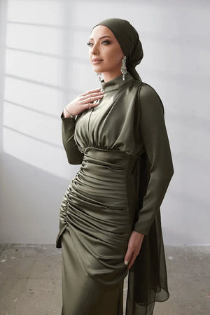 Ahla Tesettür Abiye - FioraofDress - tesettur - abiye - 42 - HAKİ - hijab - evening - dress