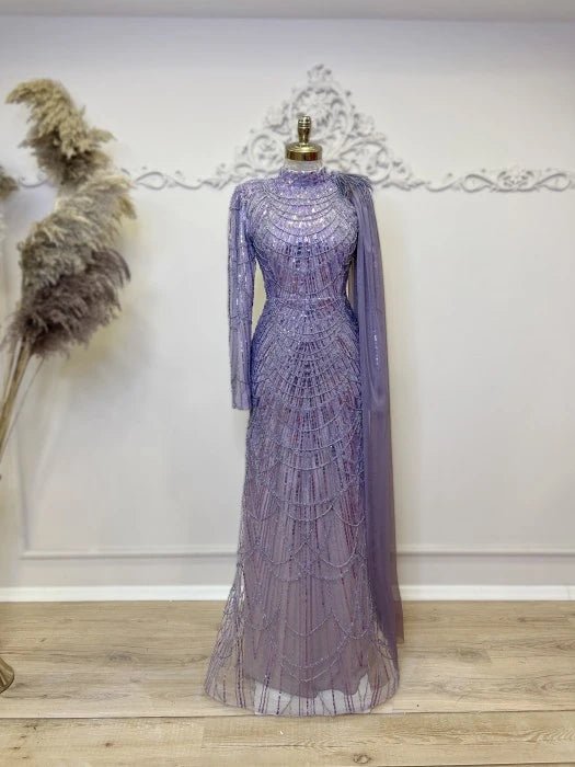 Ahu Tesettür Abiye - FioraofDress - tesettur - abiye - LİLA - 36 - hijab - evening - dress