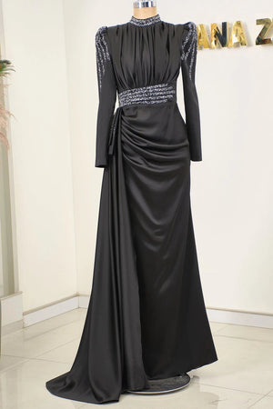 Alina Tesettür Abiye - FioraofDress - tesettur - abiye - 44 - SİYAH - hijab - evening - dress