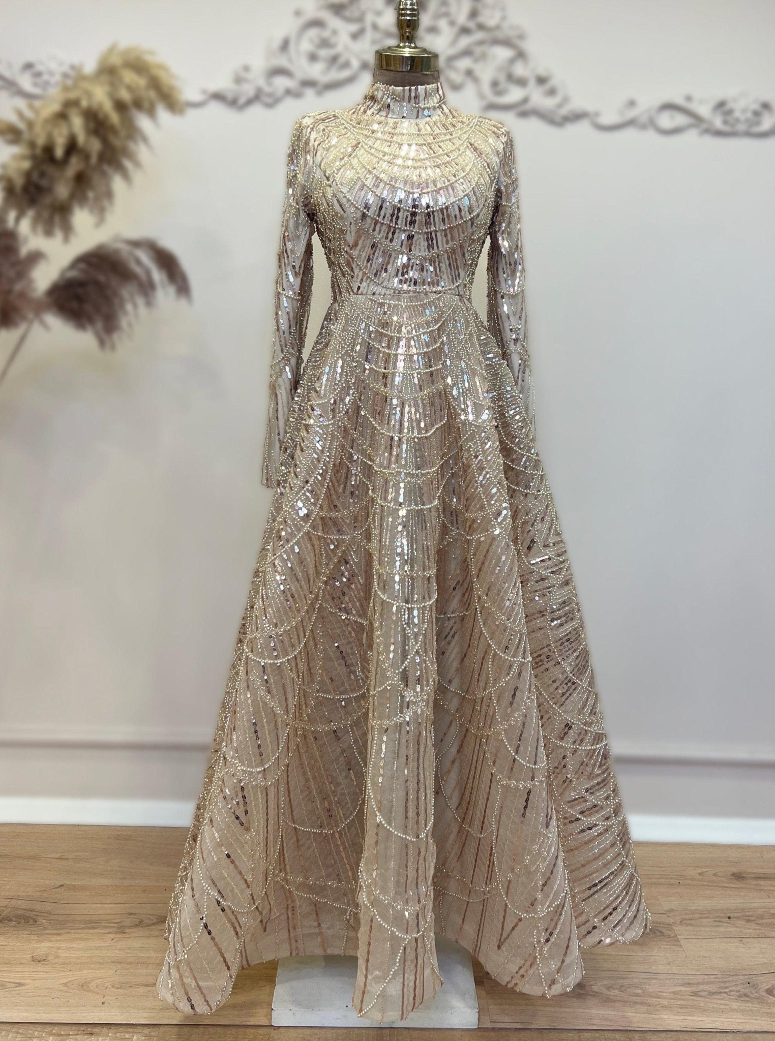 Alinda Tesettür Abiye Gold - FioraofDress - tesettur - abiye - 48 - hijab - evening - dress