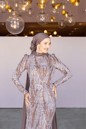 Ambra Tesettür Abiye - FioraofDress - tesettur - abiye - 44 - Kahve - hijab - evening - dress