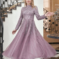 Anna Midi Taşlı Tesettür Abiye Lila - FioraofDress - tesettur - abiye - 44 - hijab - evening - dress