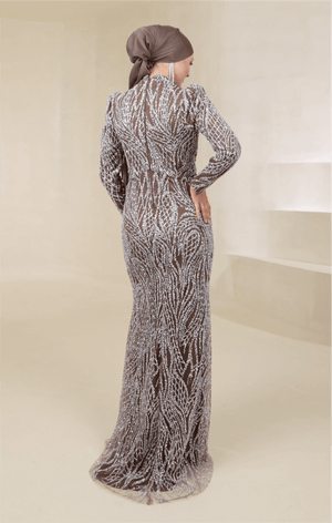 Asilen Tesettür Abiye - FioraofDress - tesettur - abiye - 44 - Mocha - hijab - evening - dress
