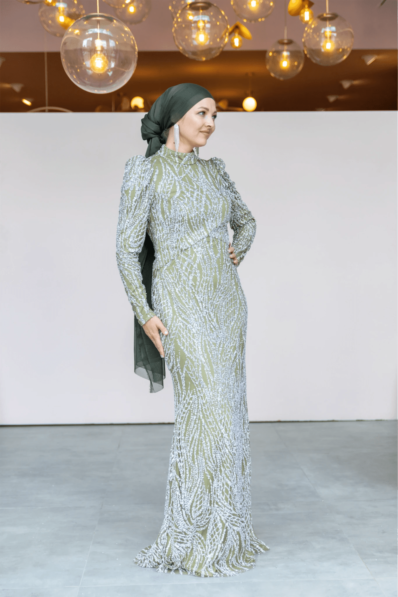 Asilen Tesettür Abiye - FioraofDress - tesettur - abiye - 44 - Yağı Yeşil - hijab - evening - dress