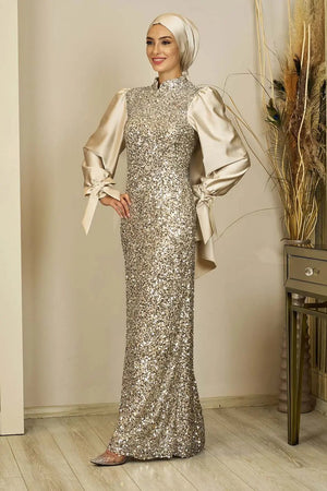 Azra Tesettür Abiye - FioraofDress - tesettur - abiye - bejj - 38 - hijab - evening - dress