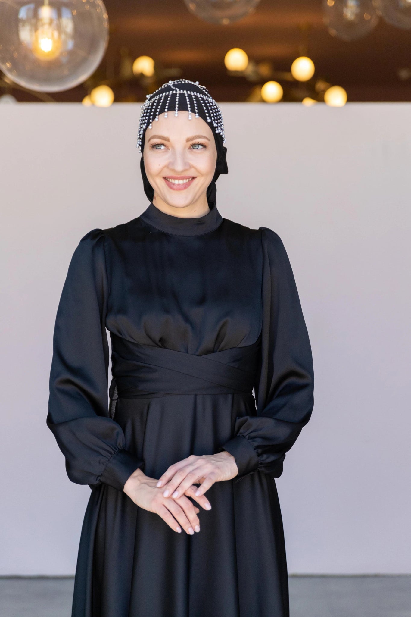 Çarpraz Saten Tesettür Abiye - FioraofDress - tesettur - abiye - 38 - SİYAH - hijab - evening - dress