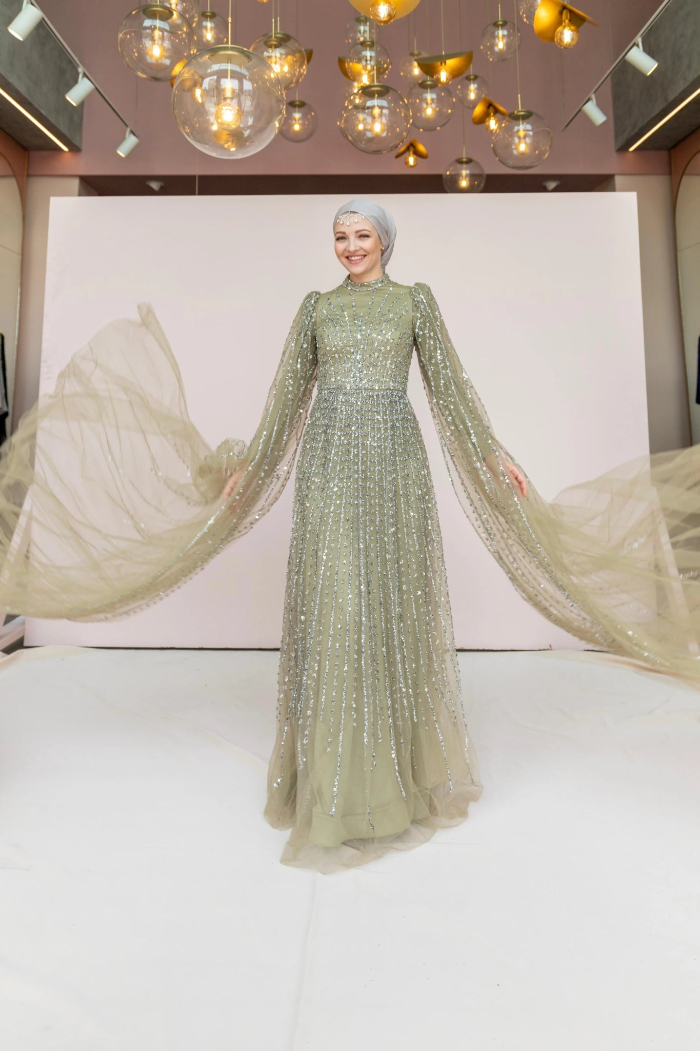 Cindy Abiye - FioraofDress - tesettur - abiye - 36 - Yağı Yeşil - hijab - evening - dress