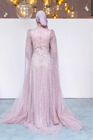 Cindy Abiye - FioraofDress - tesettur - abiye - 36 - Pudra - hijab - evening - dress