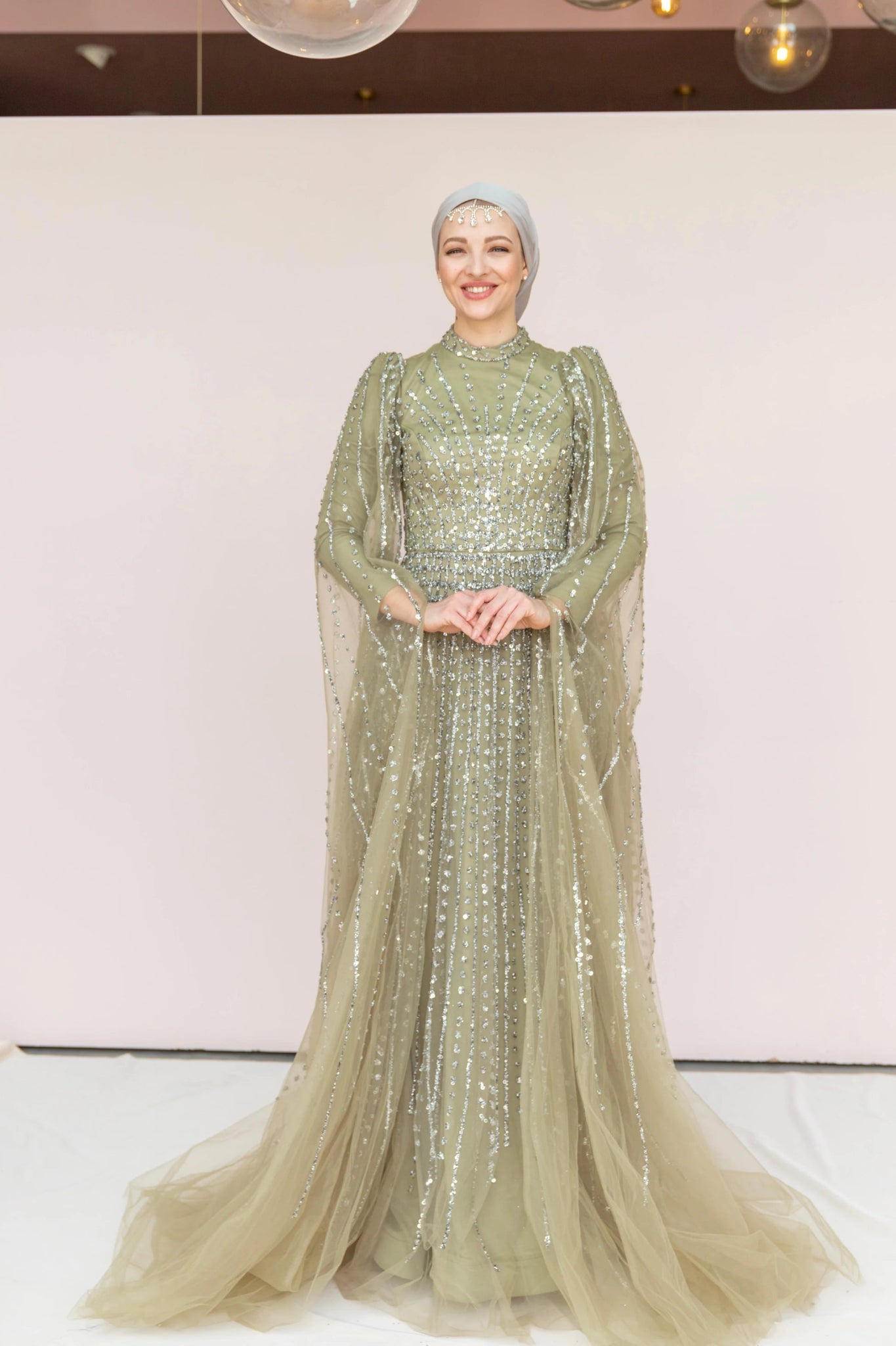 Cindy Abiye - FioraofDress - tesettur - abiye - 36 - Yağı Yeşil - hijab - evening - dress