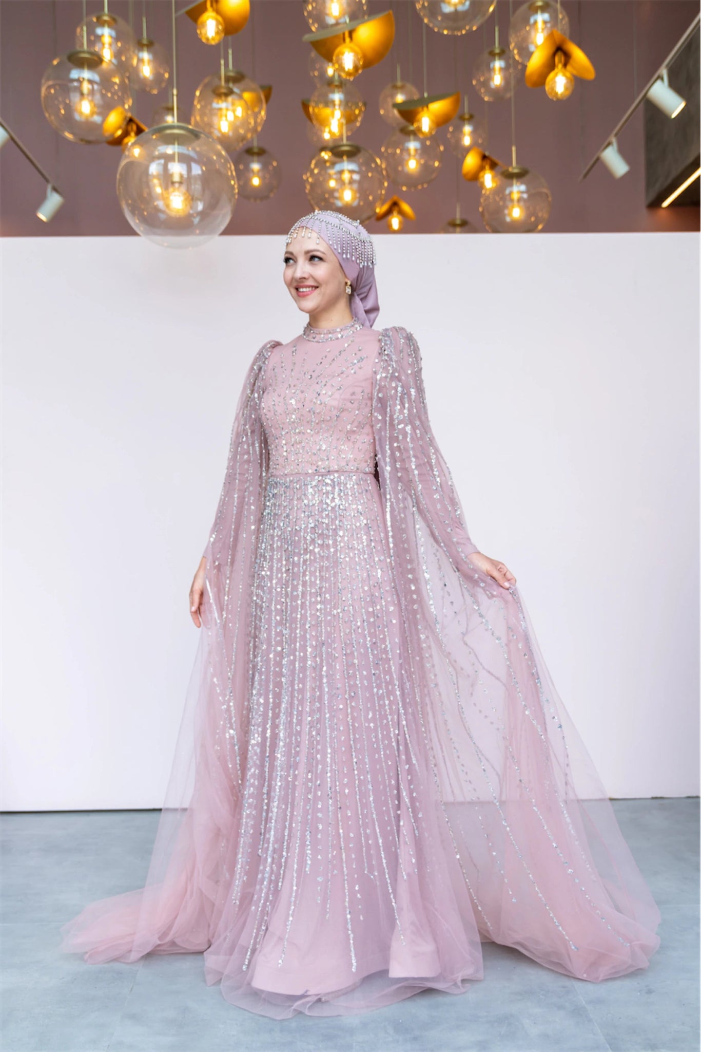 Cindy Abiye - FioraofDress - tesettur - abiye - 36 - Pudra - hijab - evening - dress