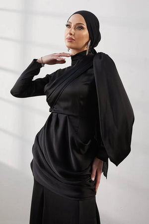 Damla Siyah Tesettür Abiye - FioraofDress - tesettur - abiye - 42 - SİYAH - hijab - evening - dress