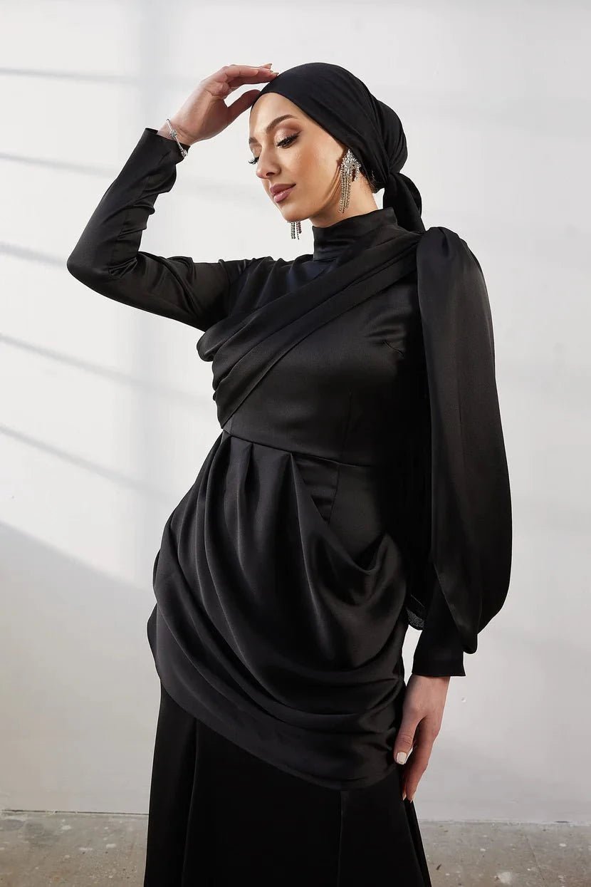 Damla Siyah Tesettür Abiye - FioraofDress - tesettur - abiye - 42 - SİYAH - hijab - evening - dress