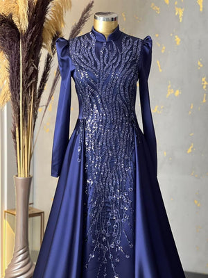 Damla Tesettür Abiye Lacivert - FioraofDress - tesettur - abiye - 48 - hijab - evening - dress