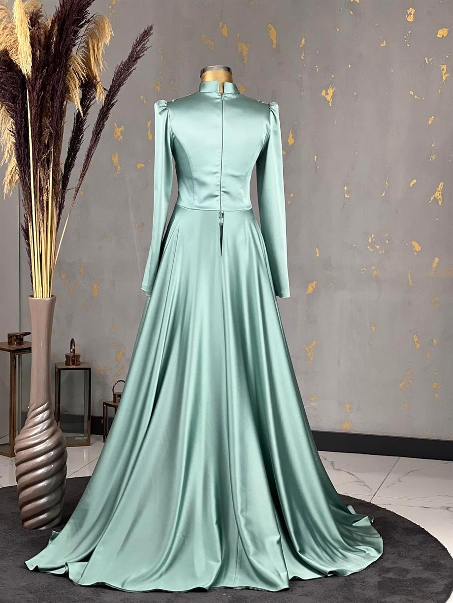 Damla Tesettür Abiye Mint - FioraofDress - tesettur - abiye - 48 - hijab - evening - dress
